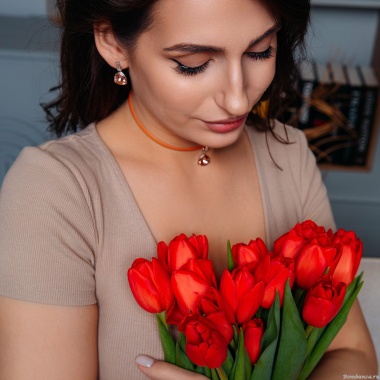 Колье Fiore Luna, Vintage Rose / Orange Leather